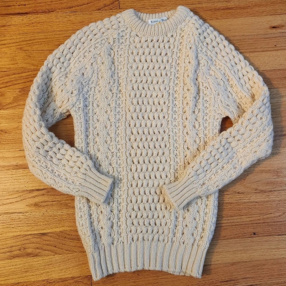 VTG Homes Of Donegal Handloomed in Ireland Pure Wool Sweater Sz. S/M Hip hugging